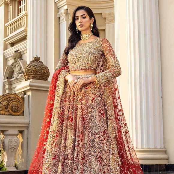 EPOQUE - Reverie - Ecarlate Red Lehenga Wedding - S - Picture 1 of 7